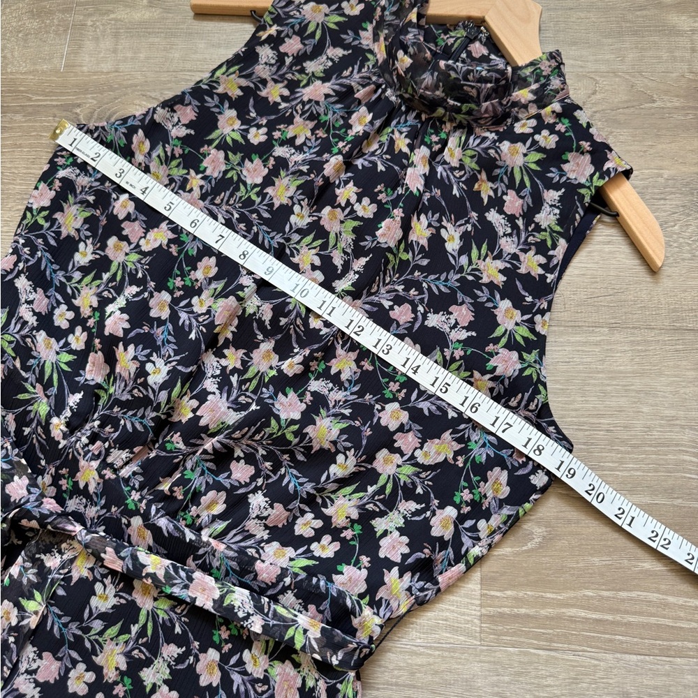CeCe High Low Floral Dress in Black and Purple-Size 10 - Picture 9 of 13